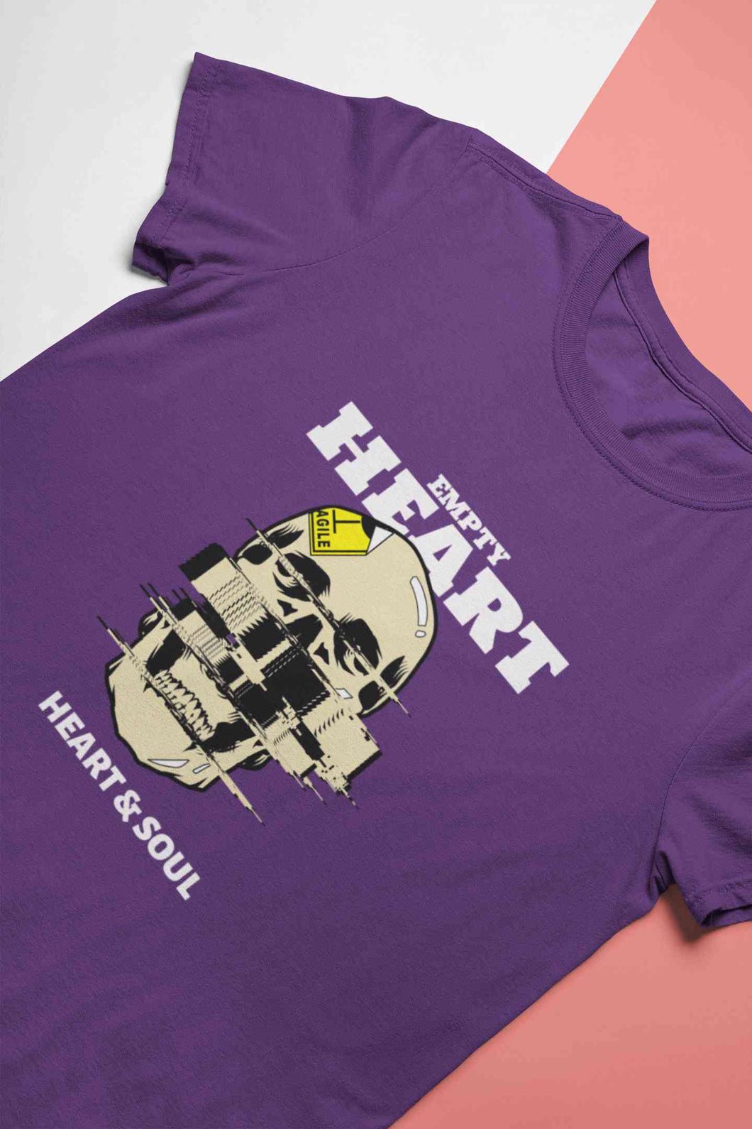 Skull Empty Heart And Soul Graphic Mens Half Sleeves T-shirt- KidsFashionVilla