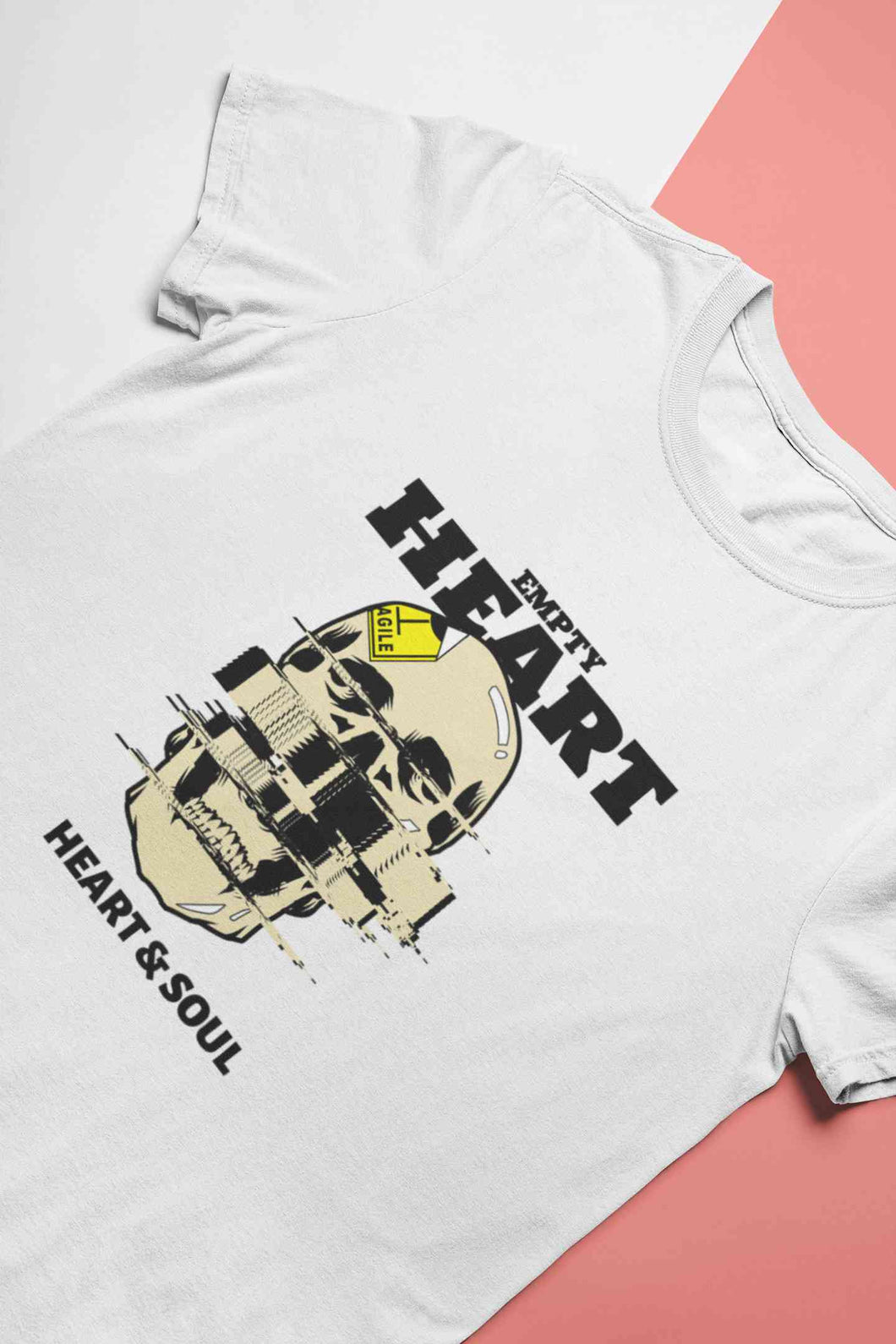 Skull Empty Heart And Soul Graphic Mens Half Sleeves T-shirt- KidsFashionVilla