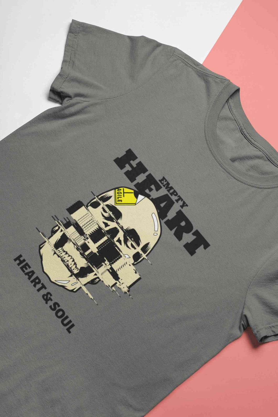 Skull Empty Heart And Soul Graphic Mens Half Sleeves T-shirt- KidsFashionVilla