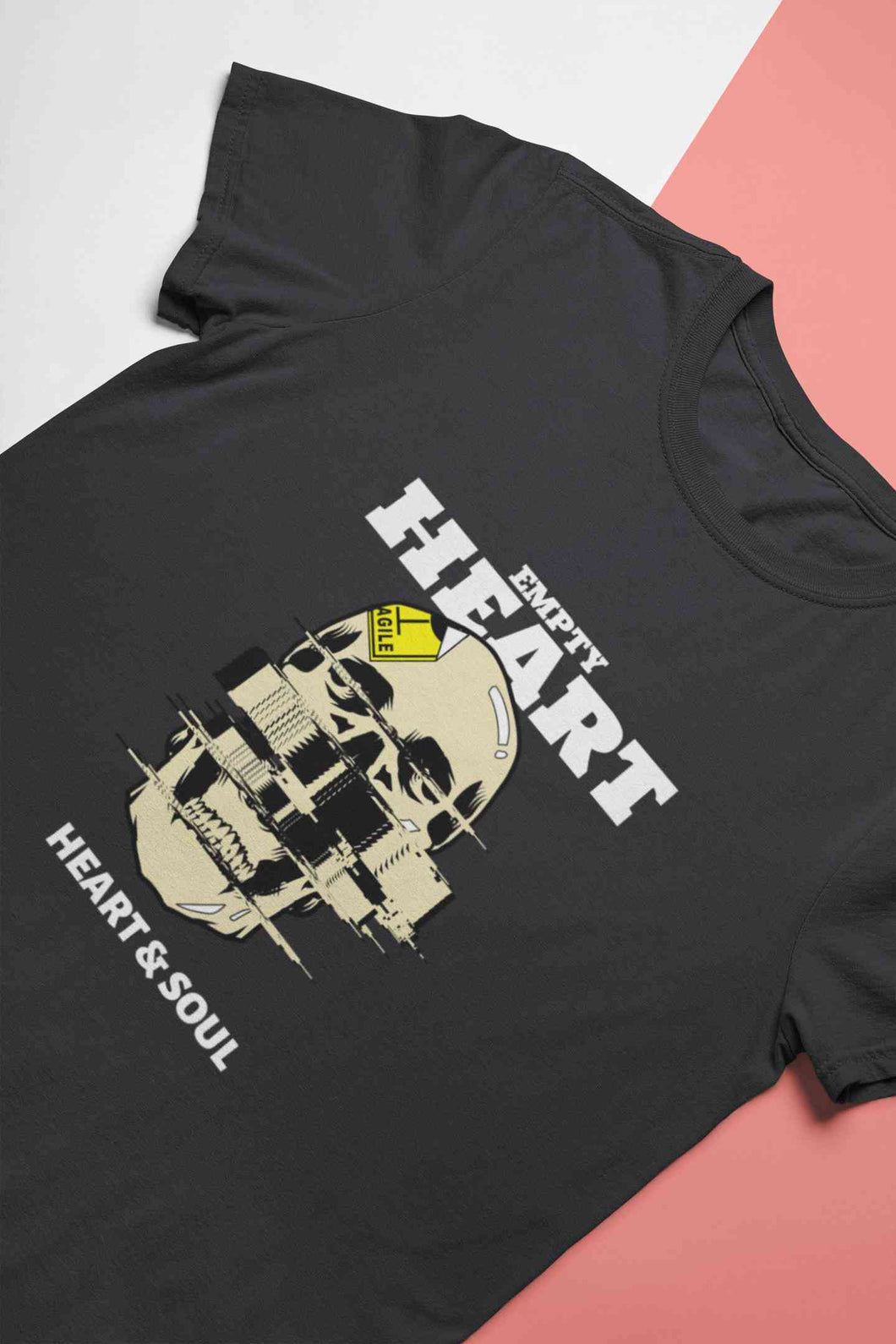 Skull Empty Heart And Soul Graphic Mens Half Sleeves T-shirt- KidsFashionVilla