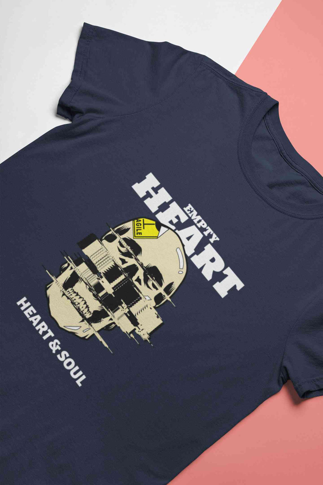 Skull Empty Heart And Soul Graphic Mens Half Sleeves T-shirt- KidsFashionVilla