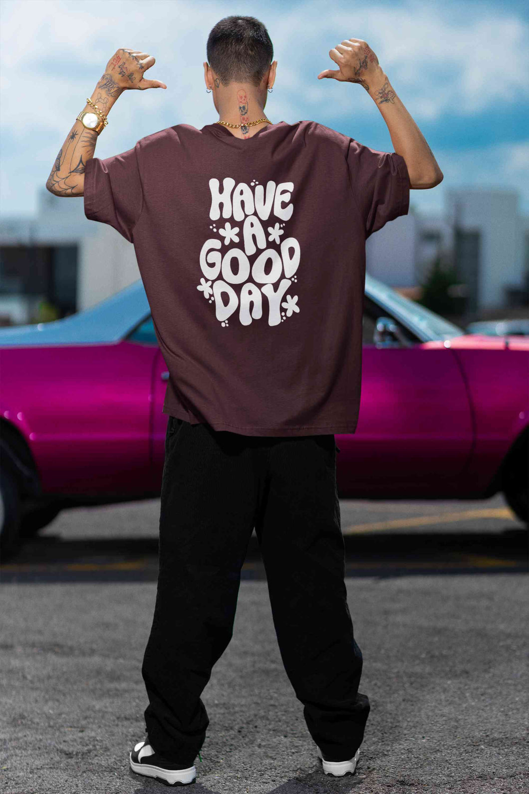 Have A Good Day Typography Back Print Mens Half Sleeves T-shirt- KidsFashionVilla