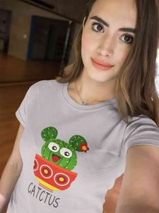 Catctus Women Half Sleeves T-shirt- KidsFashionVilla