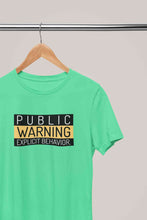 Load image into Gallery viewer, Public Warning Quotes Mens Half Sleeves T-shirt- KidsFashionVilla
