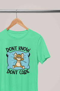 Funny Cartoon Dont Care Women Half Sleeves T-shirt- KidsFashionVilla
