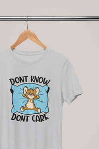 Funny Cartoon Dont Care Women Half Sleeves T-shirt- KidsFashionVilla