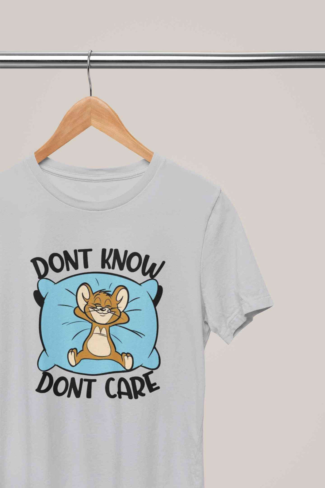 Funny Cartoon Dont Care Women Half Sleeves T-shirt- KidsFashionVilla