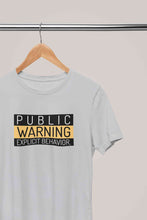 Load image into Gallery viewer, Public Warning Quotes Mens Half Sleeves T-shirt- KidsFashionVilla
