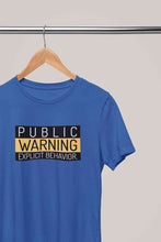 Load image into Gallery viewer, Public Warning Quotes Mens Half Sleeves T-shirt- KidsFashionVilla
