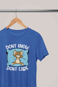 Funny Cartoon Dont Care Women Half Sleeves T-shirt- KidsFashionVilla