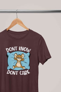 Funny Cartoon Dont Care Women Half Sleeves T-shirt- KidsFashionVilla
