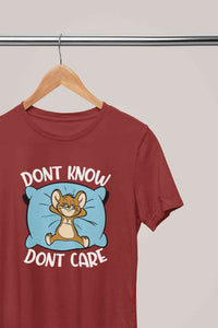 Funny Cartoon Dont Care Women Half Sleeves T-shirt- KidsFashionVilla