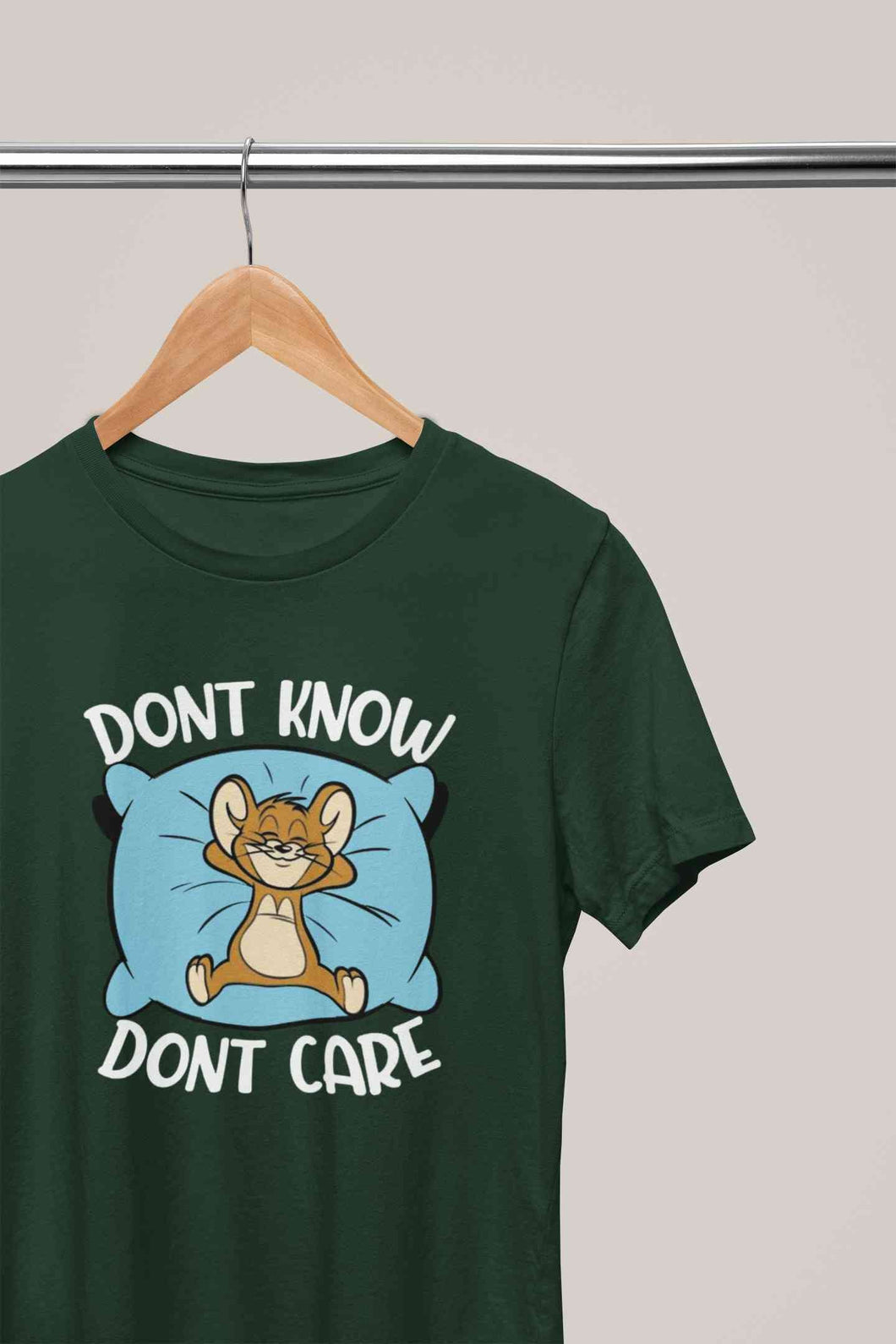 Funny Cartoon Dont Care Women Half Sleeves T-shirt- KidsFashionVilla