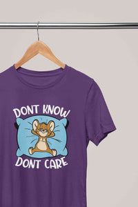 Funny Cartoon Dont Care Women Half Sleeves T-shirt- KidsFashionVilla