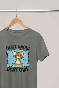 Funny Cartoon Dont Care Women Half Sleeves T-shirt- KidsFashionVilla