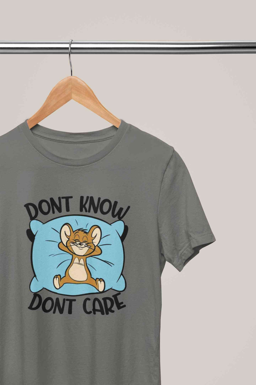 Funny Cartoon Dont Care Women Half Sleeves T-shirt- KidsFashionVilla