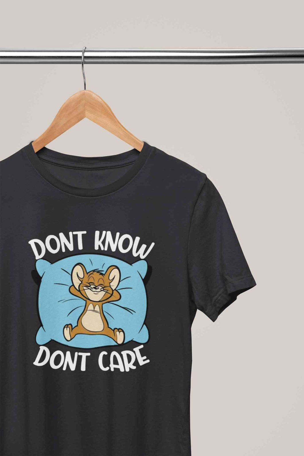 Funny Cartoon Dont Care Women Half Sleeves T-shirt- KidsFashionVilla