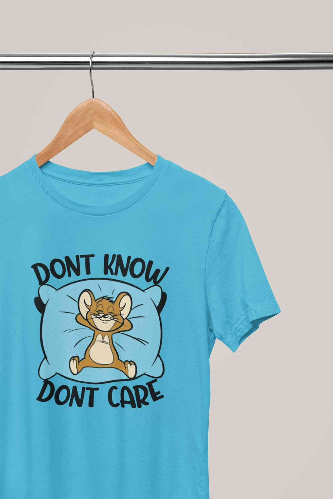 Funny Cartoon Dont Care Women Half Sleeves T-shirt- KidsFashionVilla