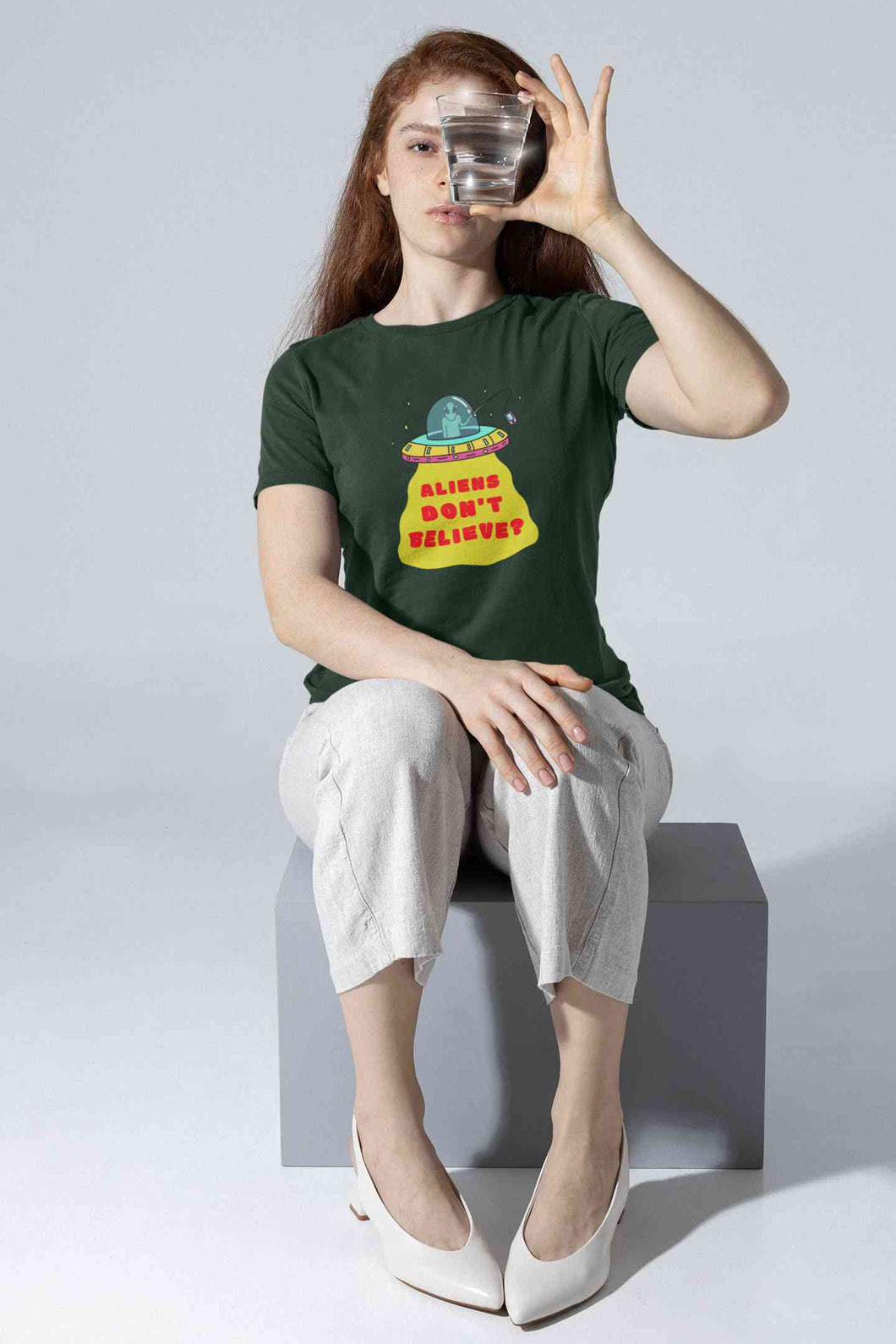 Aliens Do Not Beleive Women Half Sleeves T-shirt- KidsFashionVilla