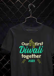 Custom Year Our First Diwali Together Family Half Sleeves T-Shirts-KidsFashionVilla
