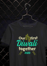 Load image into Gallery viewer, Custom Year Our First Diwali Together Family Half Sleeves T-Shirts-KidsFashionVilla

