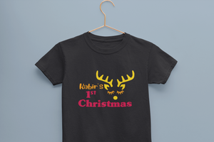 Customized Name First Christmas Half Sleeves T-Shirt for Boy-KidsFashionVilla
