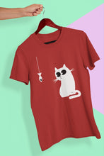 Load image into Gallery viewer, Cat Staring At Fish Mens Half Sleeves T-shirt- FunkyTeesClub - Funky Tees Club
