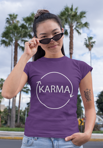 Karma Typography Women Half Sleeves T-shirt- KidsFashionVilla