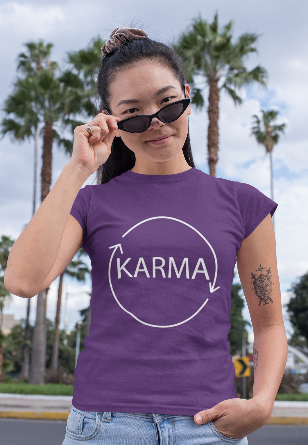 Karma Typography Women Half Sleeves T-shirt- KidsFashionVilla