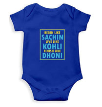 Load image into Gallery viewer, CRICKET Begin Like Sachin Live Like Kohli Finish Like Dhoni Rompers for Baby Girl- FunkyTradition FunkyTradition
