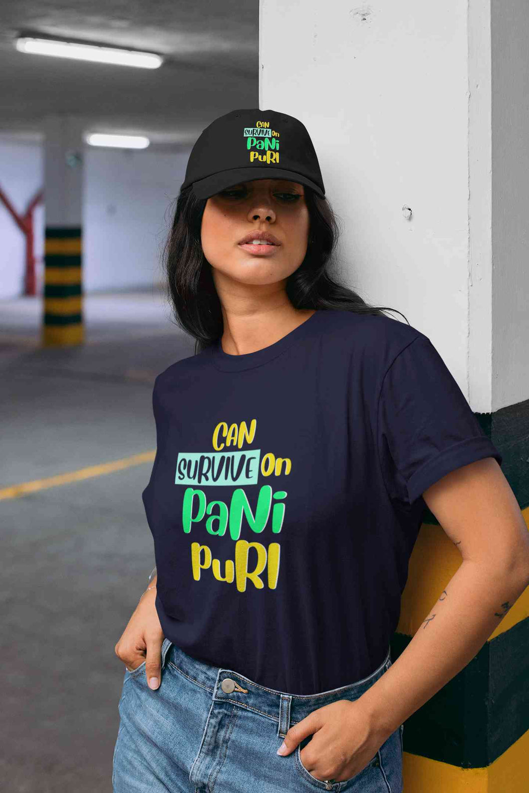 Can Survive On Pani Puri Food Women Half Sleeves T-shirt- KidsFashionVilla