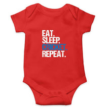 Load image into Gallery viewer, Eat Sleep Cricket Repeat Rompers for Baby Girl- FunkyTradition FunkyTradition
