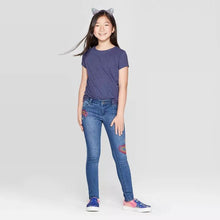 Load image into Gallery viewer, Girl Plain Navy Blue T-shirt -KidsFashionVilla
