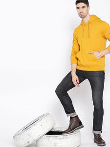 Plain Yellow Hoodie Sweatshirt for Men -KidsFashionVilla