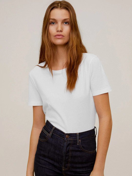 Plain White Women Half Sleeves T-shirt- KidsFashionVilla
