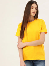 Load image into Gallery viewer, Plain Yellow Women Half Sleeves T-shirt- KidsFashionVilla
