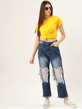 Load image into Gallery viewer, Plain Yellow Women Half Sleeves T-shirt- KidsFashionVilla

