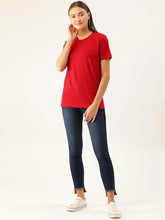 Load image into Gallery viewer, Plain Red Women Half Sleeves T-shirt- KidsFashionVilla

