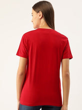 Load image into Gallery viewer, Plain Red Women Half Sleeves T-shirt- KidsFashionVilla
