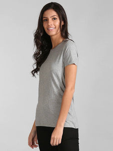 Plain Grey Women Half Sleeves T-shirt- KidsFashionVilla