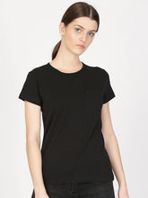 Load image into Gallery viewer, Plain Black Women Half Sleeves T-shirt- KidsFashionVilla
