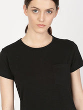 Load image into Gallery viewer, Plain Black Women Half Sleeves T-shirt- KidsFashionVilla
