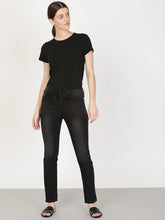 Load image into Gallery viewer, Plain Black Women Half Sleeves T-shirt- KidsFashionVilla
