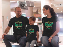 Load image into Gallery viewer, Custom Year Our First Diwali Together Family Half Sleeves T-Shirts-KidsFashionVilla
