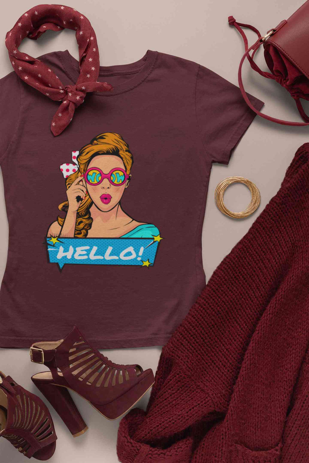 Pop Art Surprised Women Half Sleeves T-shirt- KidsFashionVilla
