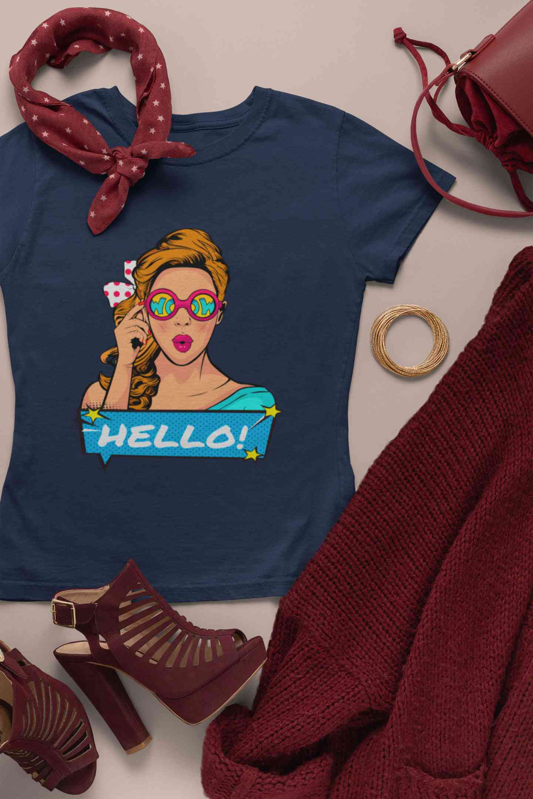 Pop Art Surprised Women Half Sleeves T-shirt- KidsFashionVilla