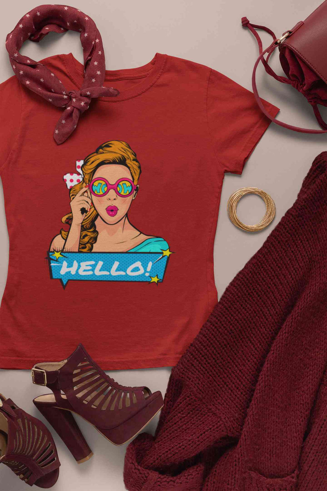 Pop Art Surprised Women Half Sleeves T-shirt- KidsFashionVilla