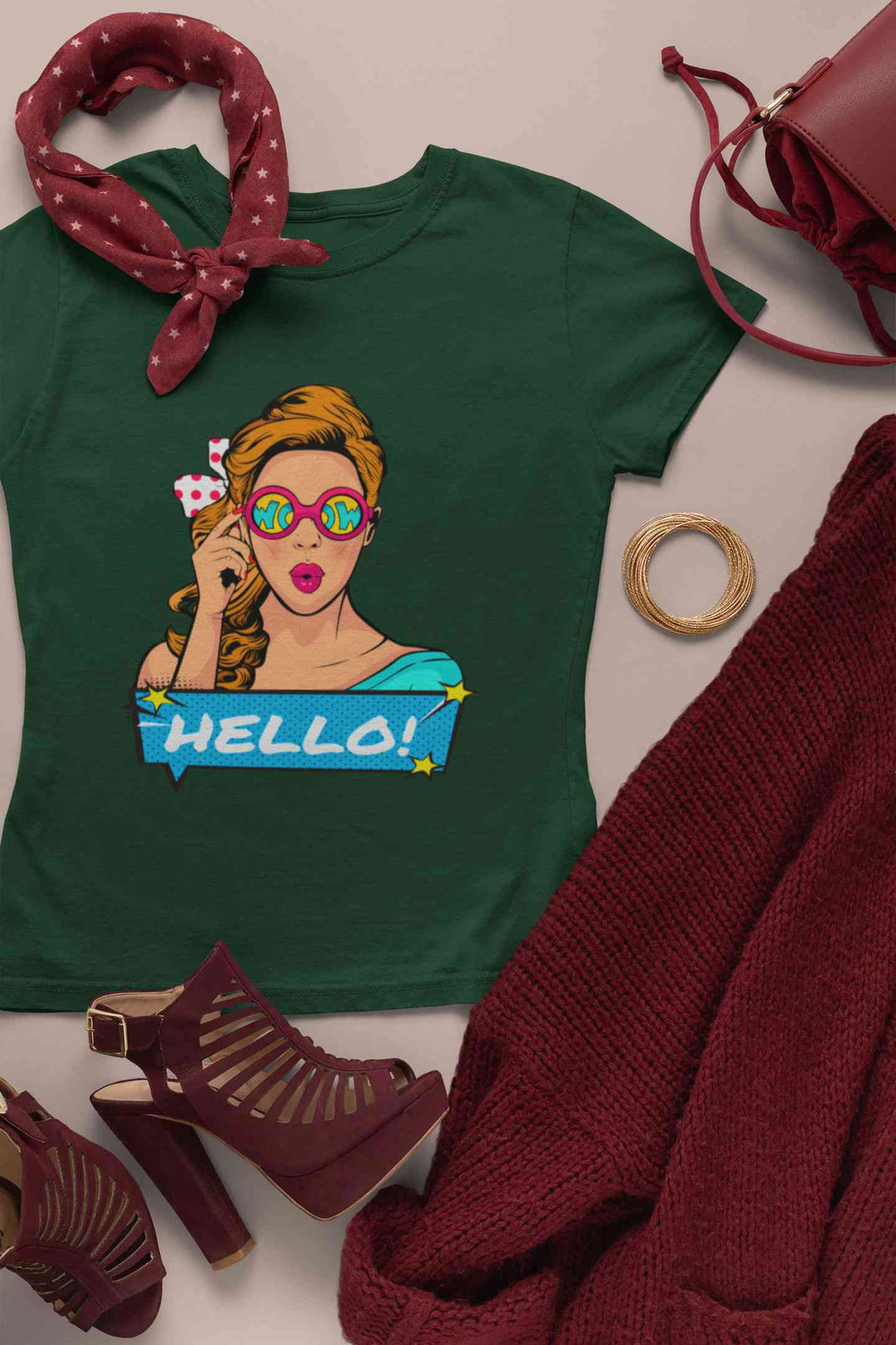 Pop Art Surprised Women Half Sleeves T-shirt- KidsFashionVilla