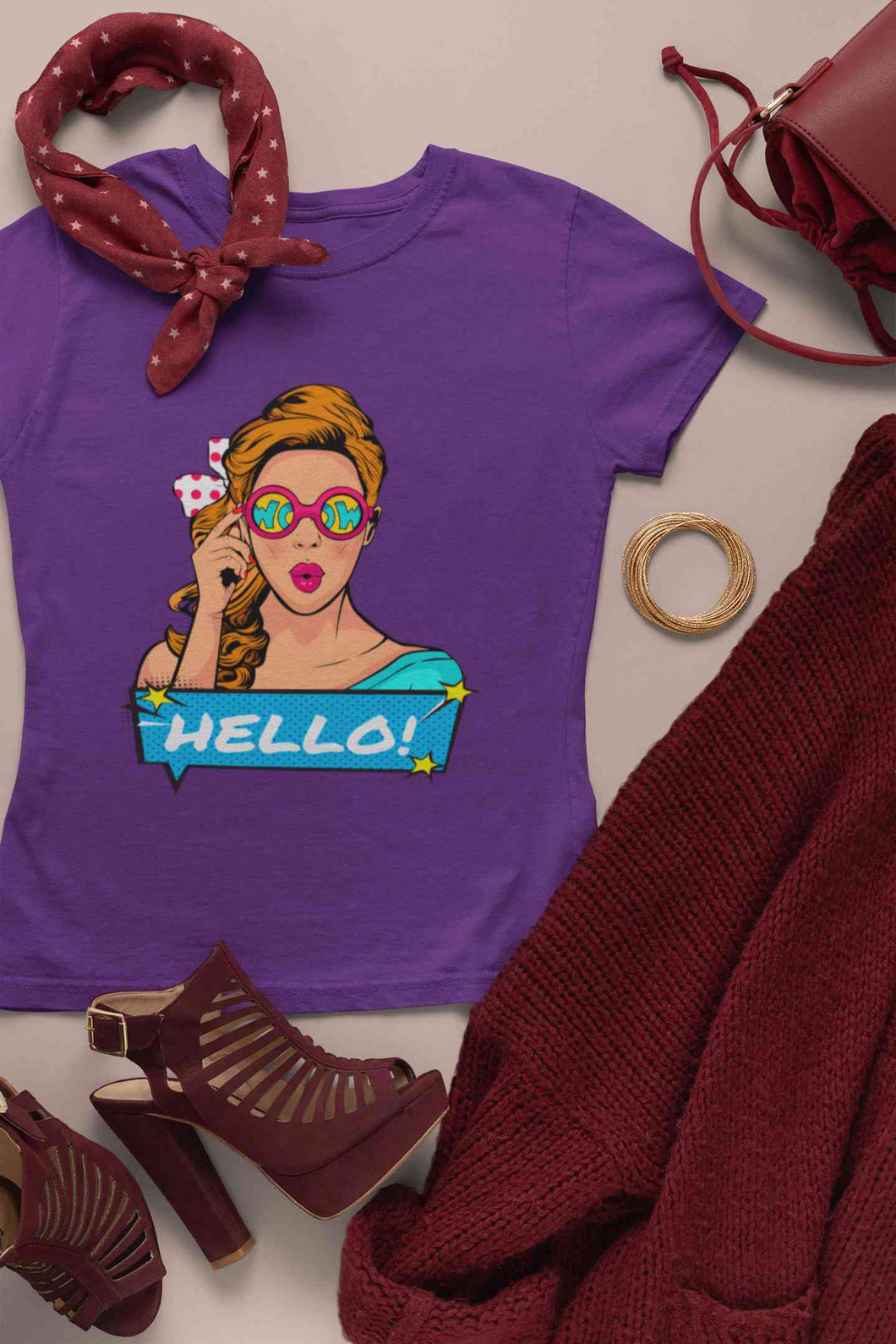 Pop Art Surprised Women Half Sleeves T-shirt- KidsFashionVilla
