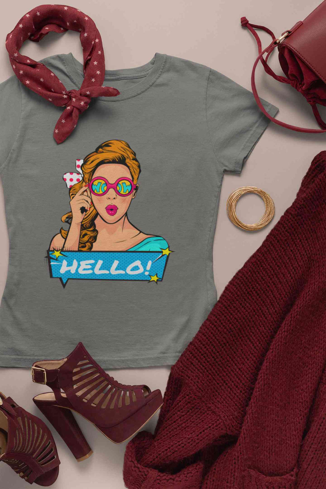 Pop Art Surprised Women Half Sleeves T-shirt- KidsFashionVilla